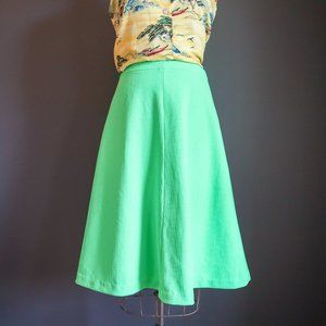 80's Spring Green A-line Midi Skirt